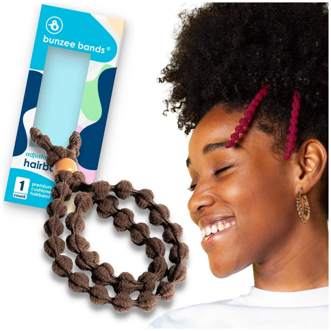 Large Hair Band for Thick, Curly, Natural Hair - Cushioned No Damage HNO HEADACHES – Tired of the scalp tension and pain caused by other hair rubber bands? Bunzees woven cushions absorb and alleviate most of the pulling, yanking and tuBraids, Pineapple Hair - Afro Puff Ponytail Holder - Adjustable, Extra Stretchy (Black 2Pk)