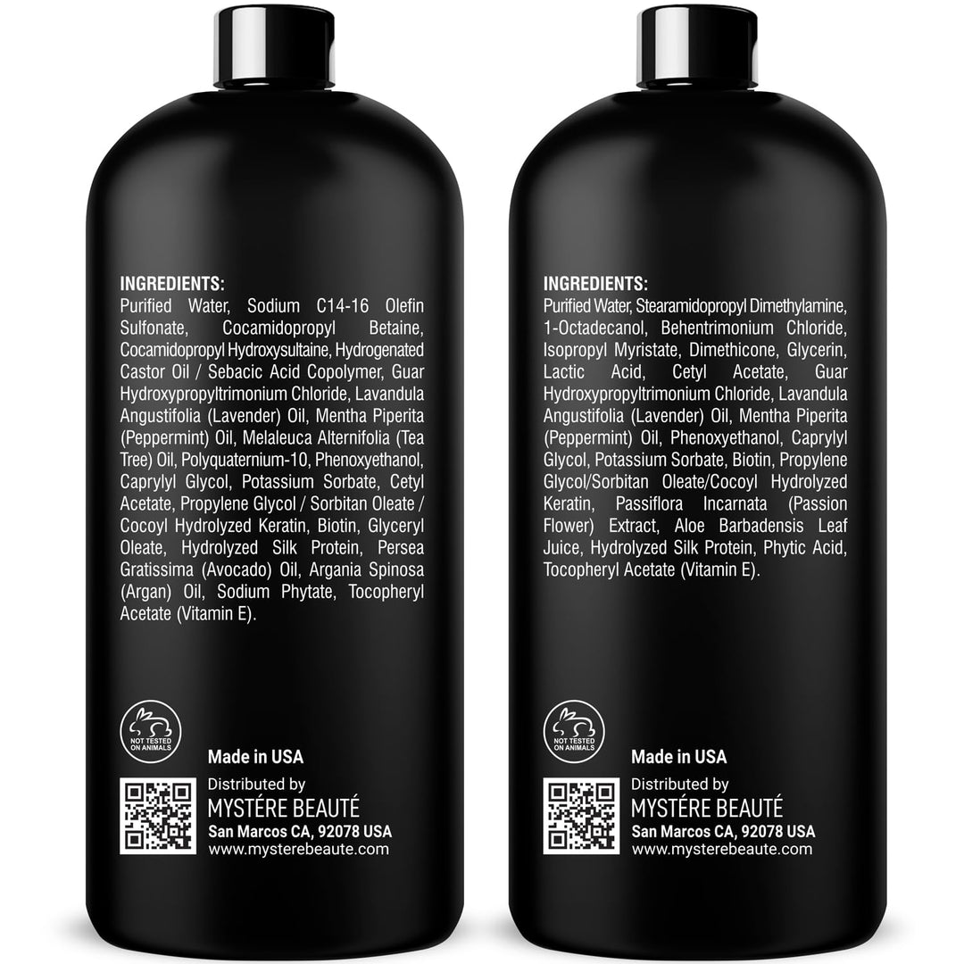 Clarifying Shampoo and Conditioner Set- Hydrating, Calming & Removes Buildup, for All Hair Types, Clarifying Cleanse for Dirt, Oil & Hard Water Buildup, for Men Women - 16 Fl Oz Each