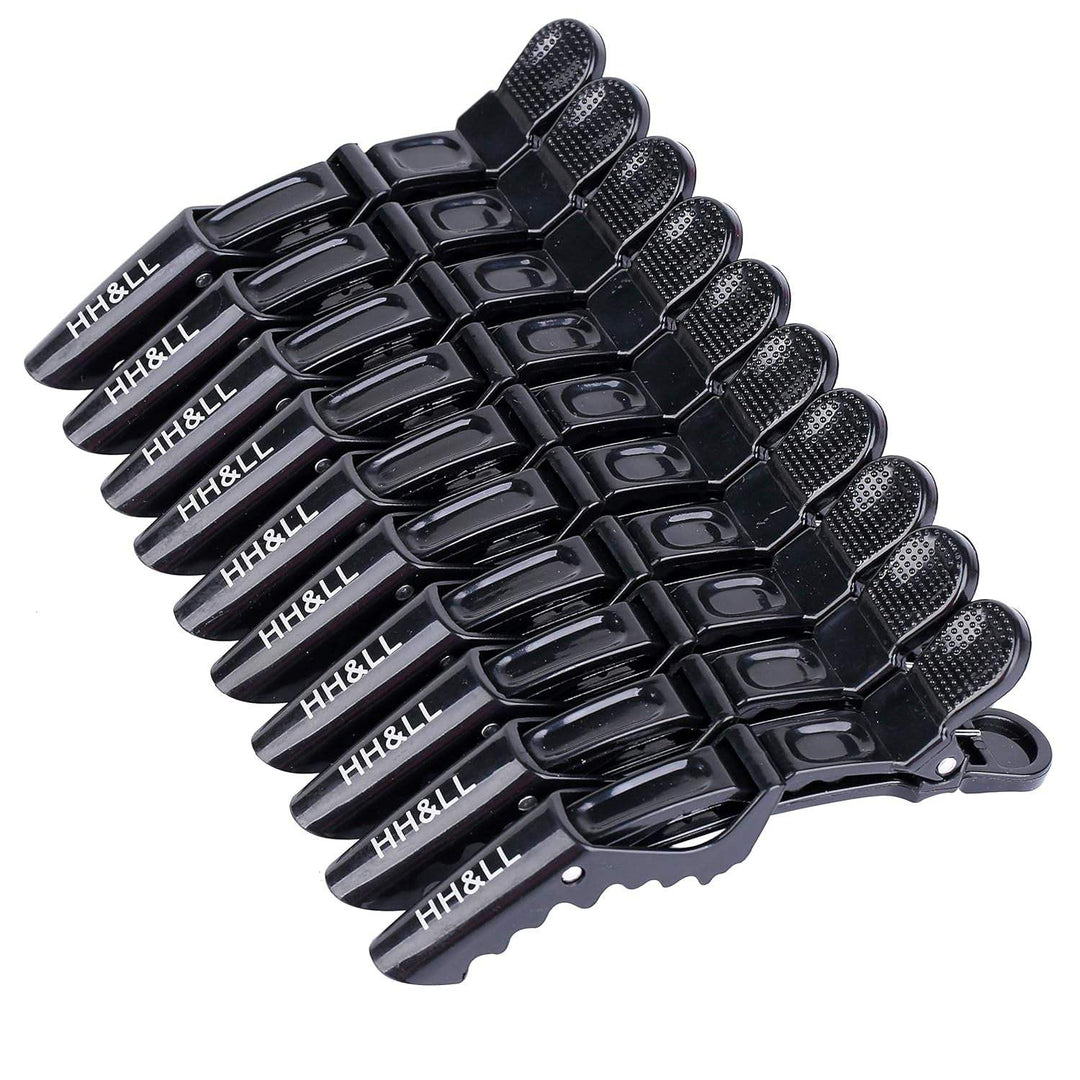 HH&LL 12Pcs Hair Clips for Styling – Wide Teeth & Double-Hinged Design – Alligator Styling Sectioning Clips of Professional Hair Salon Quality (Black without Logo)