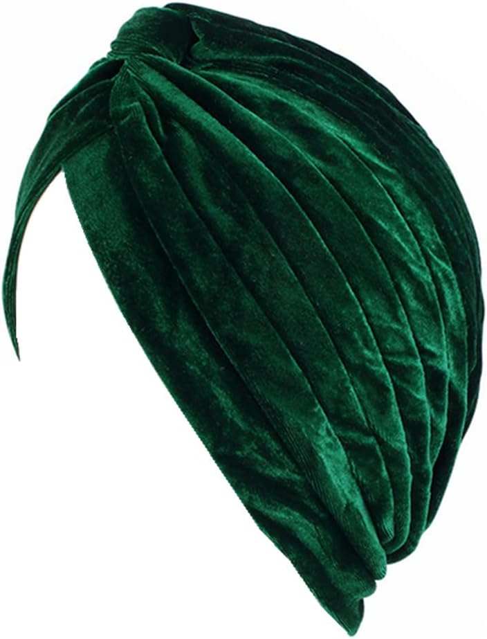 Pleated Stretch Ruffle Women'S Velvet Chemo Turban Hat Wrap Cover