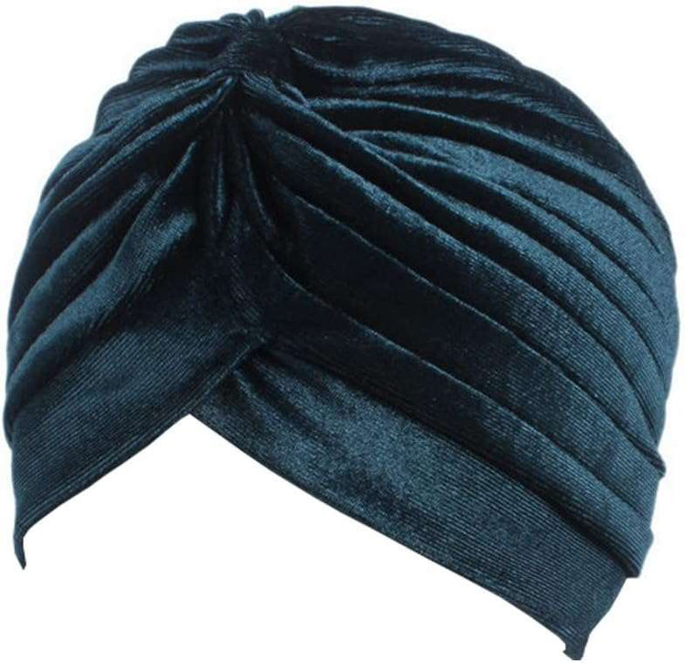 Pleated Stretch Ruffle Women'S Velvet Chemo Turban Hat Wrap Cover