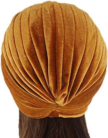 Pleated Stretch Ruffle Women'S Velvet Chemo Turban Hat Wrap Cover