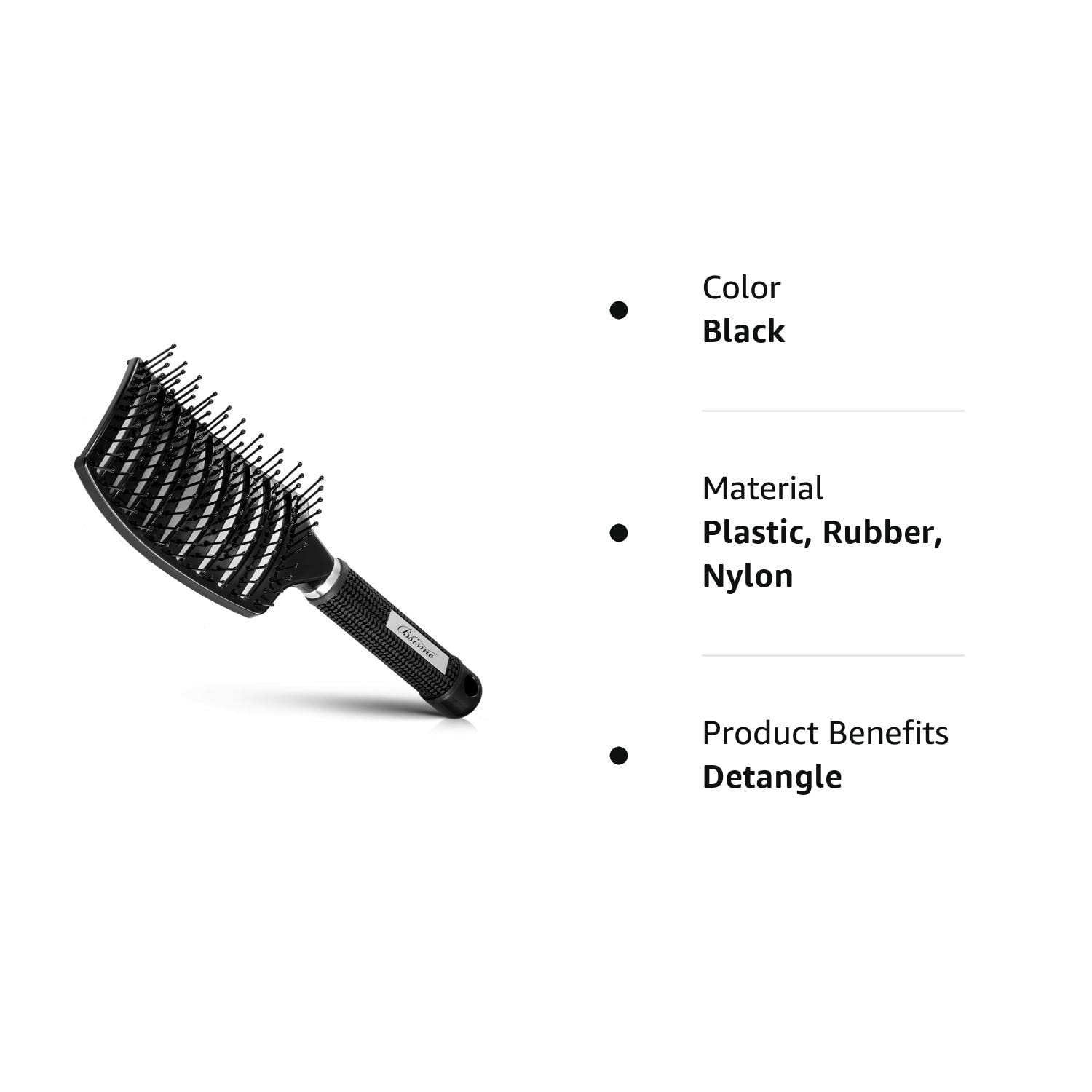 Professional curved vented hairbrush designed for less hair shedding, suitable for both men and women. This paddle brush is perfect for detangling wet or dry curly, thick, and straight hair.