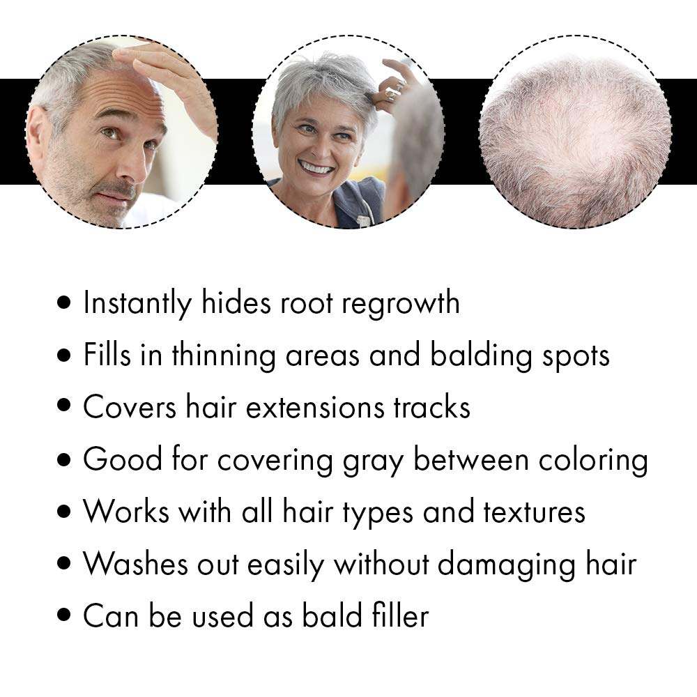 Spray-On Color Silver / Gray Hair Thickener, for Fine and Thinning HaiMultipurpose Hair Thickener Spray: Jerome Russell Spray-On Color Silver / Gray Hair Thickener helps cover and color light to medium bald spots. Effective on fine andThinning Hair, Conceals Bald Spots, Grey Hair, Hides Root