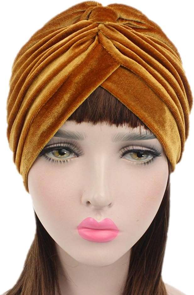 Pleated Stretch Ruffle Women'S Velvet Chemo Turban Hat Wrap Cover