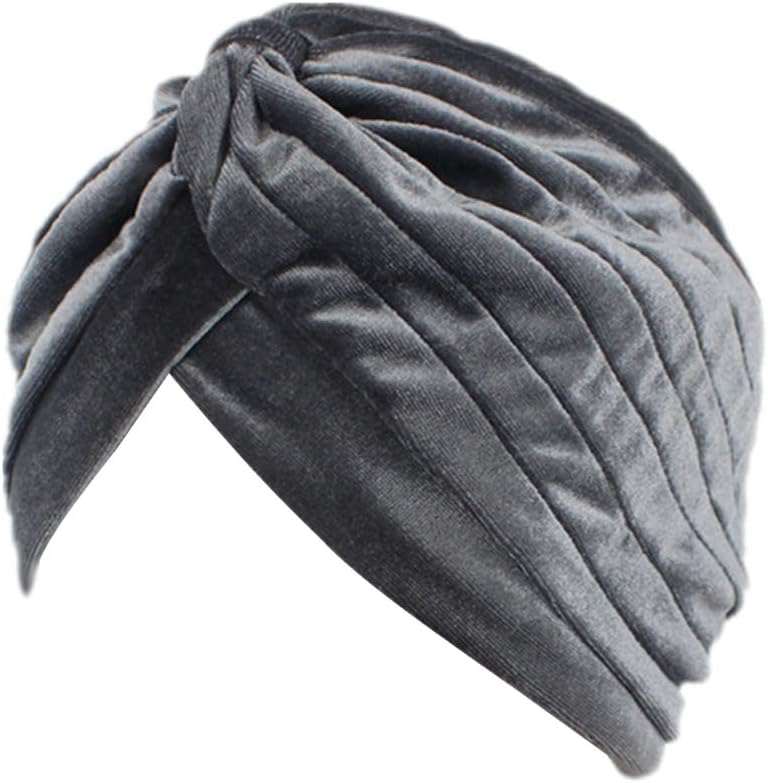 Pleated Stretch Ruffle Women'S Velvet Chemo Turban Hat Wrap Cover