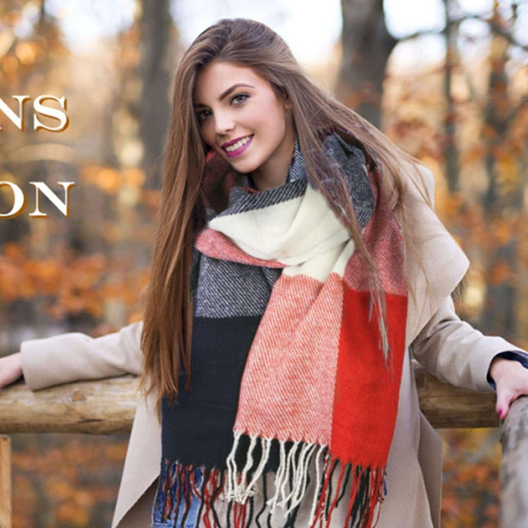 Womens Scarf Fashion Long Plaid Shawls Wraps Big Grid Winter Warm Lattice Large Scarves Gifts