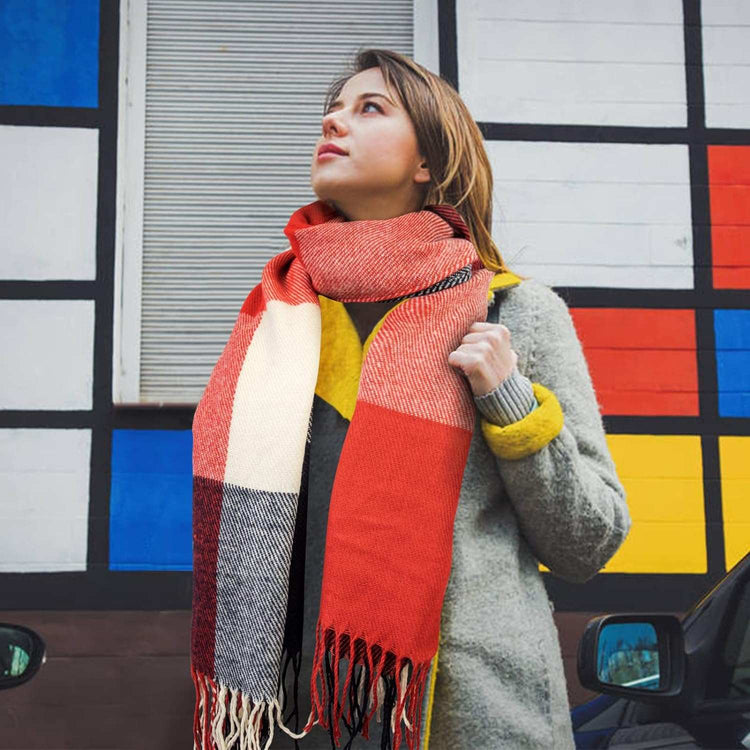 Womens Scarf Fashion Long Plaid Shawls Wraps Big Grid Winter Warm Lattice Large Scarves Gifts