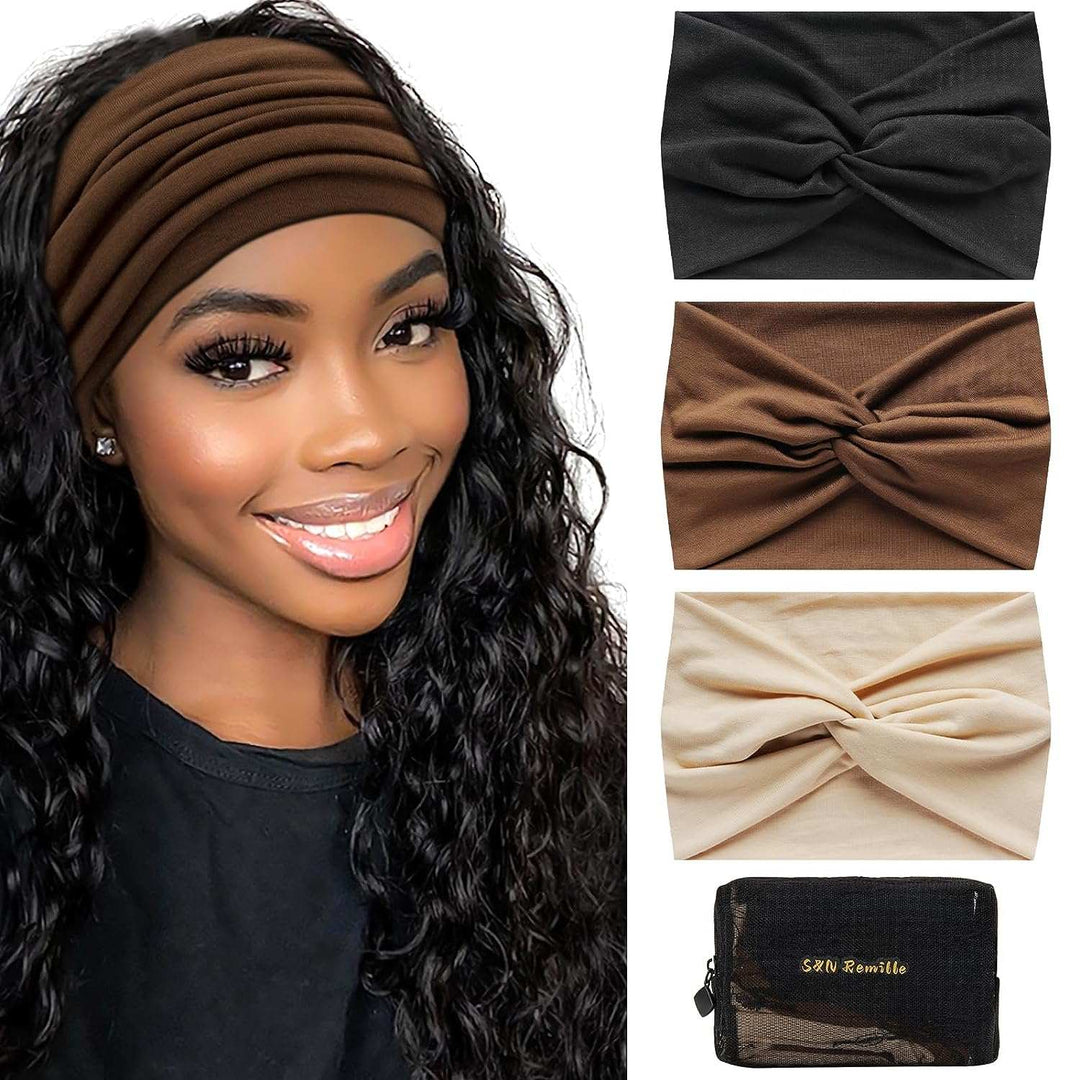 Wide Boho Headbands for Women Extra Large Turban Headband Hairband Hai【Extra Wide Headband】The headband measures: 9.8in*7.08in and can be stretched to 13in, it is stretchy and easy to meet your specific elastic needs, suitable for womeWomen Extra Large Turban Headband Hairband Hair Twisted Knot Accessories 3 Pack