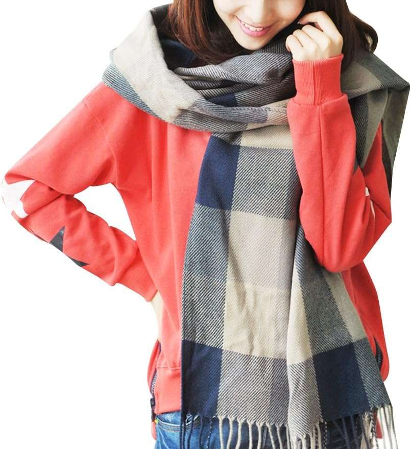 Womens Scarf Fashion Long Plaid Shawls Wraps Big Grid Winter Warm Lattice Large Scarves Gifts