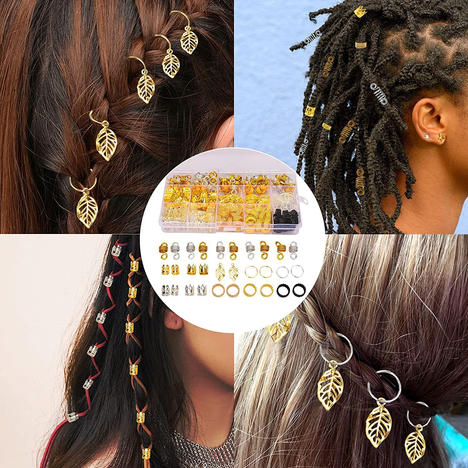 200PCS Hair Jewelry for Braids Accessories, Hair Beads for Braids