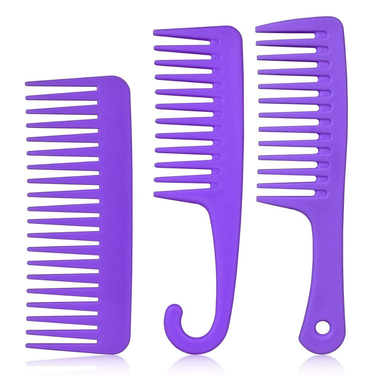 3PCS Wide Tooth Comb and Large Detangler Comb, Shower Comb with Hook,H【Handleless Wide Tooth Hair Comb】: This comb is the right size, easy to grip, easy to carry for travel, can easily fit in your bag without adding weight burden, you Large Detangler Comb, Shower Comb